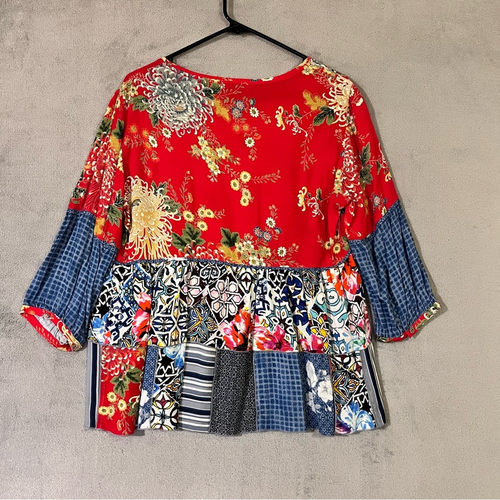 John Mark Floral Patchwork Pattern Top. Womens Sz… - image 6